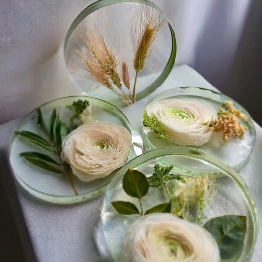 Floral Resin Coaster Set (Set of 6)