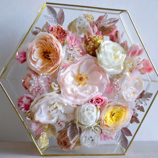 Hexagon Floral Keepsake Resin Block