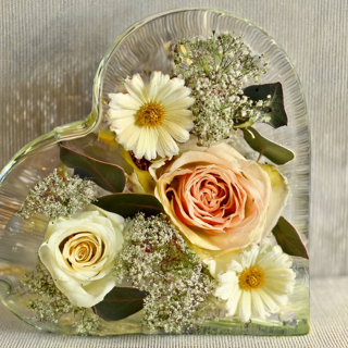 Heart Floral Keepsake Resin Block