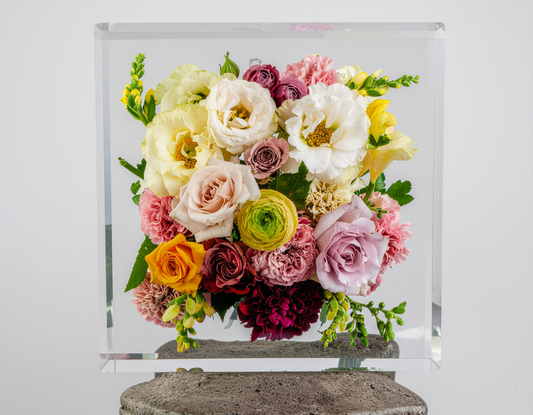 Square Floral Keepsake Resin Block