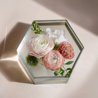 Hexagon Floral Keepsake Resin Block